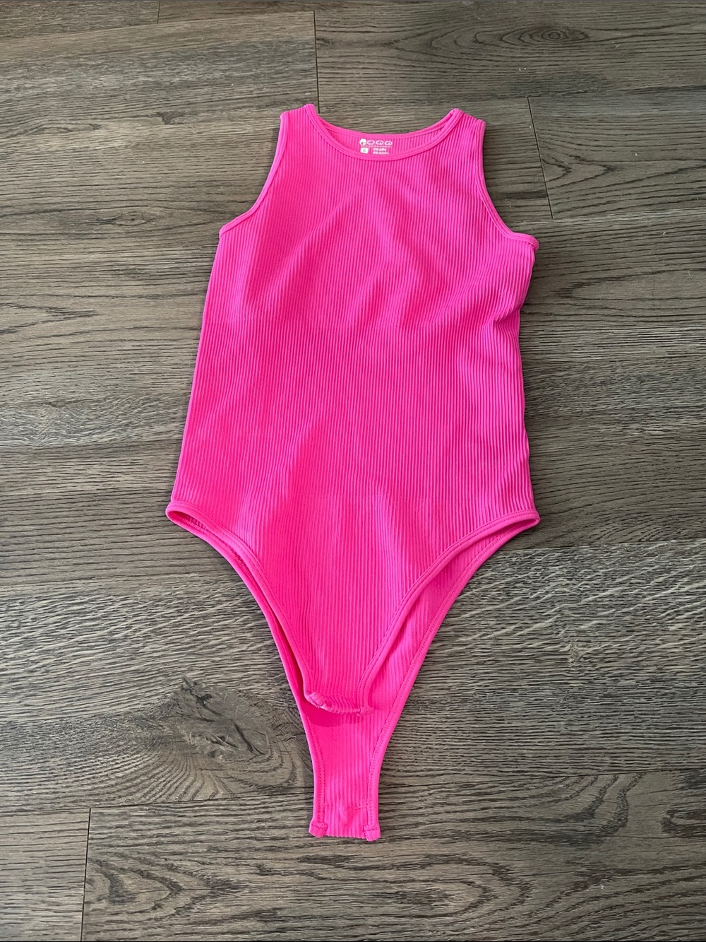 Ribbed Tank Bodysuit in Bright Pink